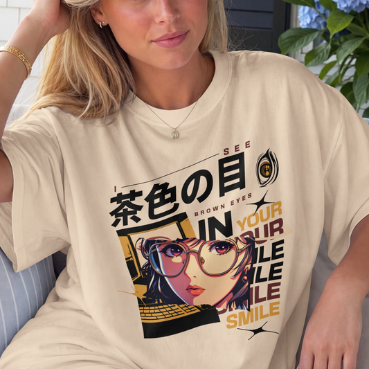 Brown EYES Anime T-shirt